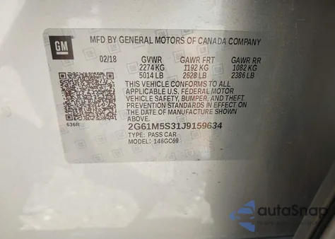 2018 Cadillac Xts Luxury z USA, uszkodzony, nr VIN 2G61M5S31J9159634